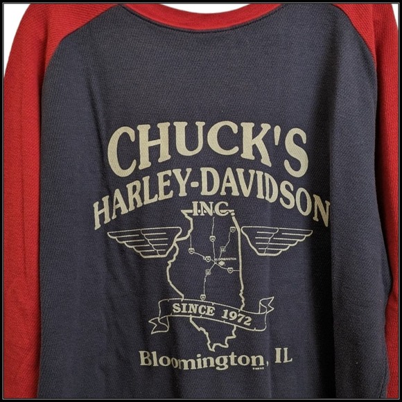 Vintage 1999 Harley Davidson Thermal Shirt Illinois Men's XL - Picture 4 of 6